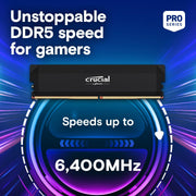 CRUCIAL PRO 32GB KIT (2X16GB) DDR5 - 6400 UDIMM CL38 RAM CP2K16G64C38U5B - SWIFT PERIPHERALS1095818