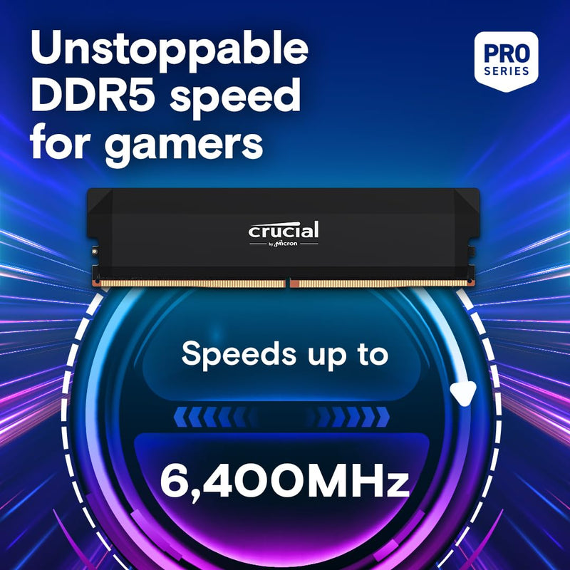 CRUCIAL PRO 32GB KIT (2X16GB) DDR5 - 6400 UDIMM CL38 RAM CP2K16G64C38U5B - SWIFT PERIPHERALS1095818