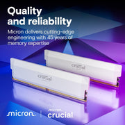 CRUCIAL PRO 64GB (2X32GB) DDR5 - 6400 UDIMM CL40 WHITE CP2K32G64C40U5W - SWIFT PERIPHERALS1094541