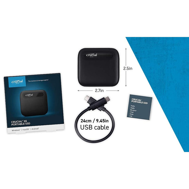 Crucial X6 2TB Portable USB 3.2 Gen 2 Type - C External SSD - SWIFT PERIPHERALSCT2000X6SSD9