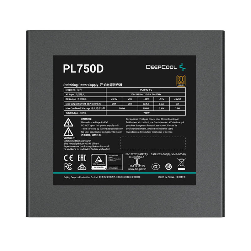 DEEPCOOL PL750D 750 WATT 80 PLUS BRONZE ATX 3.1 SMPS - SWIFT PERIPHERALS1094134