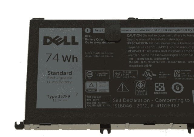Dell 357F9 Original OEM 74WHr 6333mAh 11.1V 6 Cell Laptop Battery for Select Dell Laptops - SWIFT PERIPHERALS357F9-OEM
