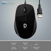 Dell Exclusive D SELECT DS111 1200DPI USB Type A Optical Wired Mouse - Black - SWIFT PERIPHERALSDS111
