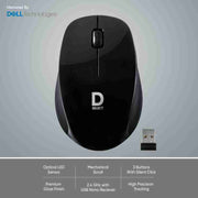 Dell Exclusive D SELECT DS320 1200DPI 2.4GHz USB Optical Wireless Mouse - Black - SWIFT PERIPHERALSDS320