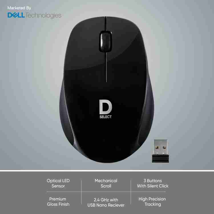 Dell Exclusive D SELECT DS320 1200DPI 2.4GHz USB Optical Wireless Mouse - Black - SWIFT PERIPHERALSDS320