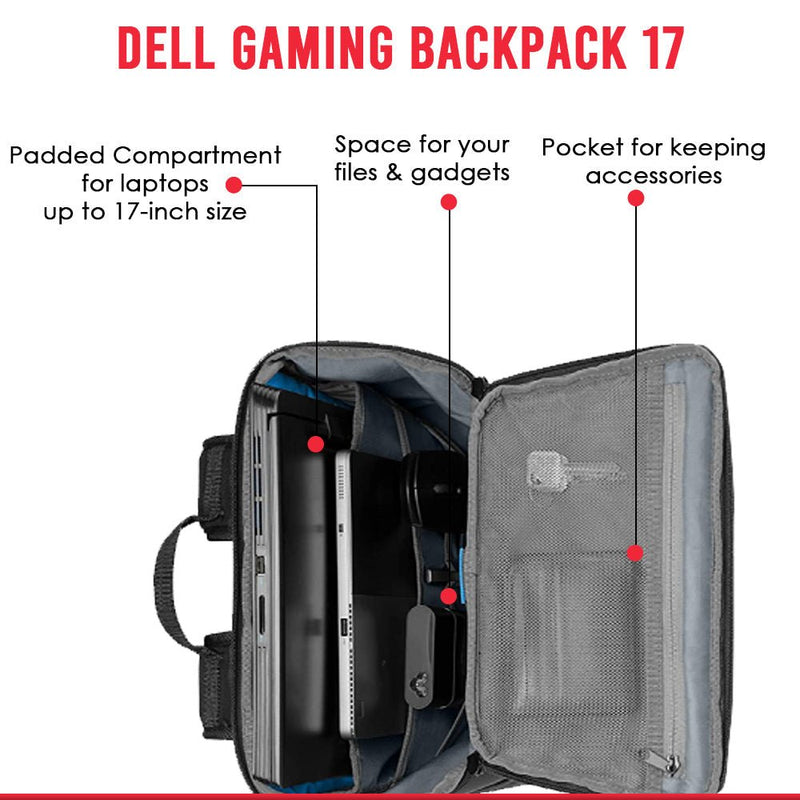 Dell GM1720PM Gaming Lite 17" Laptop Backpack with Water Resistant Exterior and Reflective Front - SWIFT PERIPHERALS460-BCZG