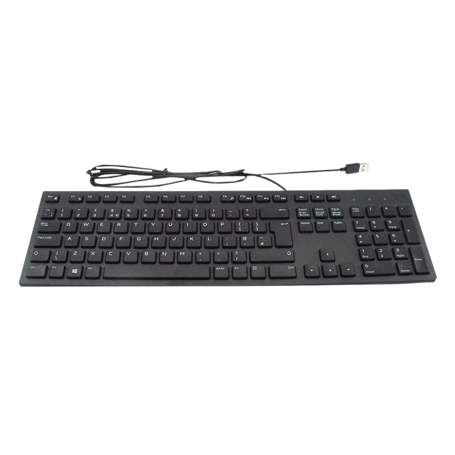 Dell KB216 Full - Size Wired Spill Resistance Keyboard with 3 Indicator Lights - SWIFT PERIPHERALSKB216-BLK