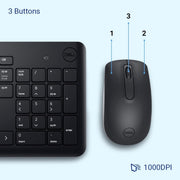 Dell KM3322W USB Wireless Spill - Resistant Keyboard and Mouse Combo - Black - SWIFT PERIPHERALSKM3322W