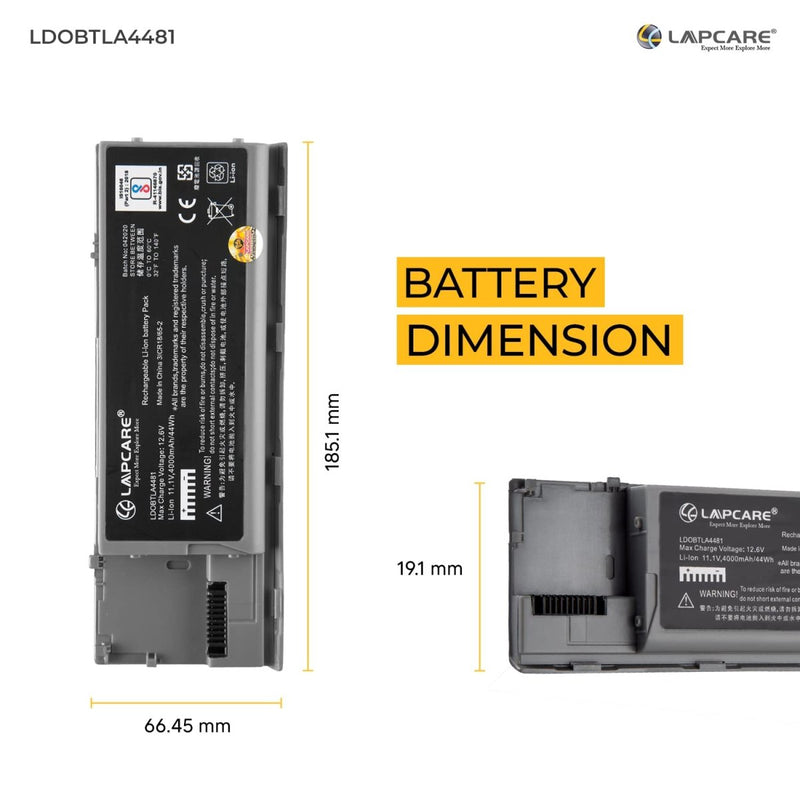Dell Latitude D620 Series Compatible Laptop Battery 44Whr 4000mAh 11.1V 6 Cell - SWIFT PERIPHERALSLDOBTLA4481