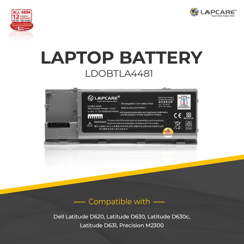 Dell Latitude D620 Series Compatible Laptop Battery 44Whr 4000mAh 11.1V 6 Cell - SWIFT PERIPHERALSLDOBTLA4481