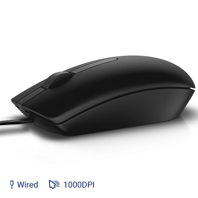 Dell MS116 1000 DPI Wired Optical Ergonomic Mouse - SWIFT PERIPHERALSMS116BK