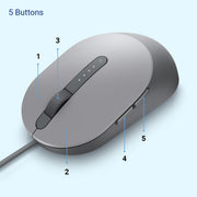 Dell MS3220 USB 2.0 3200DPI Ambidextrous Wired Laser Mouse - Titan Grey - SWIFT PERIPHERALS570-ABDT