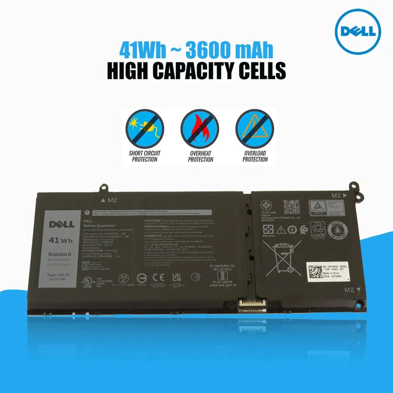 Dell Original 3467mAh 41Whr 11.2V 3 Cell Laptop Battery for Inspiron 15 3511 3515 3530 5515 - SWIFT PERIPHERALSG91J0