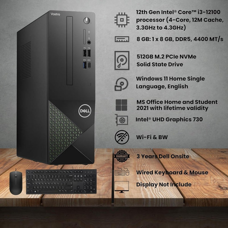 DELL VOSTRO 3030 [CI3 - 12100/8GB/512GB SSD/WIN11 HOME+MS24/22" SE2225HM/INTEGRATED GRAPHICS/3 YEAR(S)] - SWIFT PERIPHERALS1093086