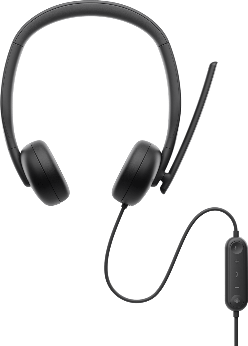 Dell WH3024 Wired Lightweight Headband AI - Based Noise Cancellation Headset with Microphone - Black - SWIFT PERIPHERALSWH3024