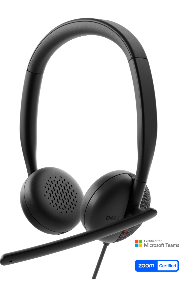 Dell WH3024 Wired Lightweight Headband AI - Based Noise Cancellation Headset with Microphone - Black - SWIFT PERIPHERALSWH3024