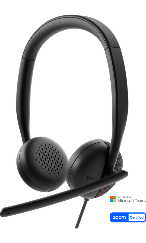 Dell WH3024 Wired Lightweight Headband AI - Based Noise Cancellation Headset with Microphone - Black - SWIFT PERIPHERALSWH3024