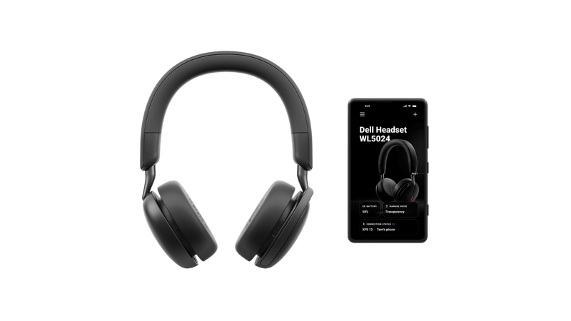 Dell WL5024 Pro Wireless Leatherette Headband Active Noise Cancellation Headset with Microphone - Black - SWIFT PERIPHERALS520-BBFX