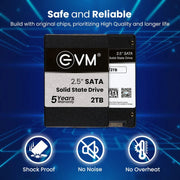 2TB 2.5-inch SATA internal SSD solid state drive with 5-year warranty, shockproof and quiet