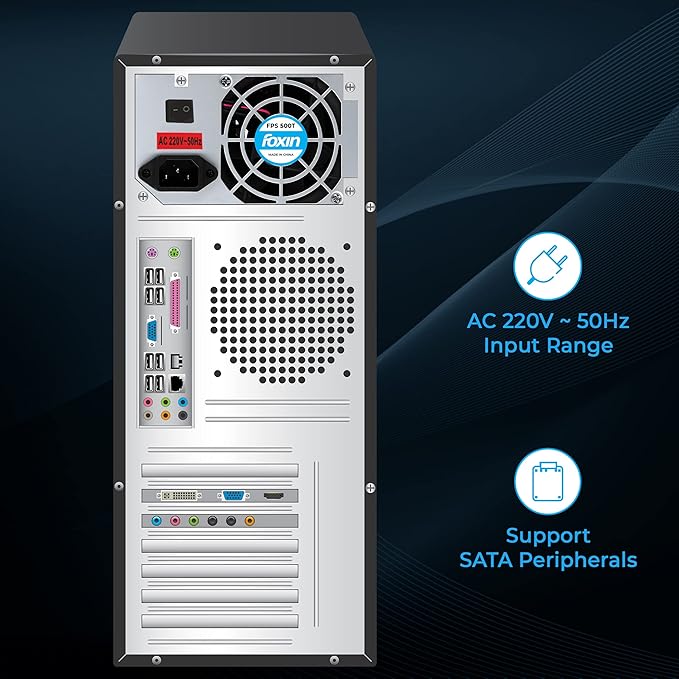 Foxin FPS - 500S 500 - Watt Power Supply Multi Protection Technology SMPS with 2 Years warranty - SWIFT PERIPHERALSFPS-500S-500WSMPS