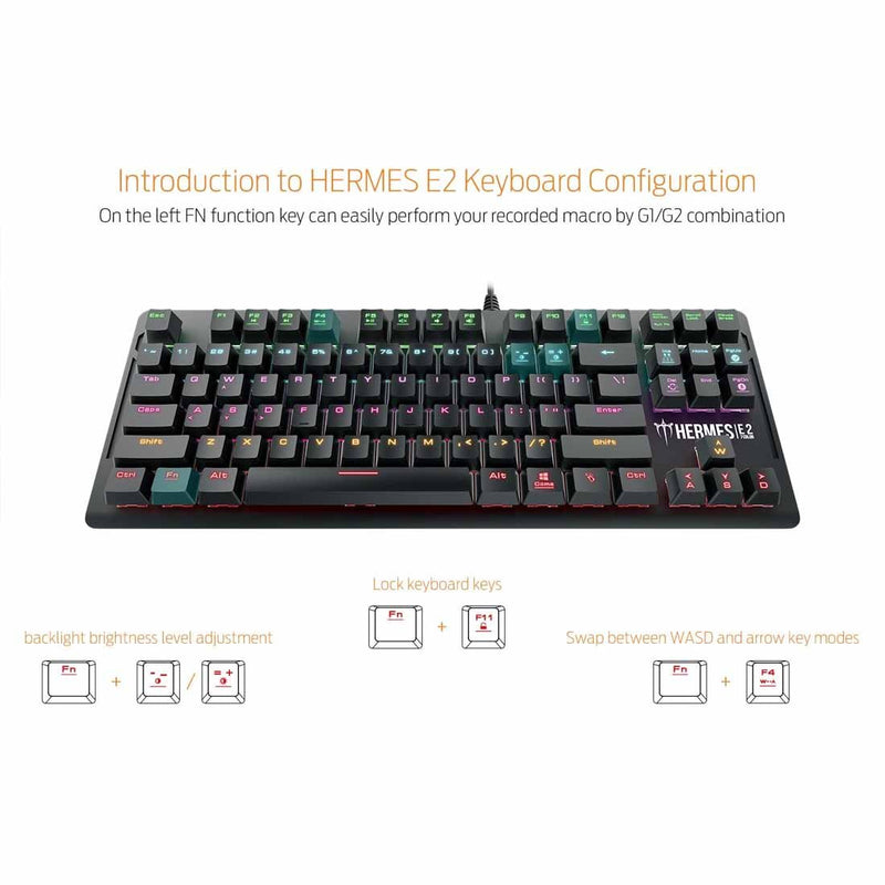 Gamdias HERMES E2 Mechanical Gaming Keyboard with Built - in Memory and 7 Color Neon Illumination - SWIFT PERIPHERALSHermes-E2