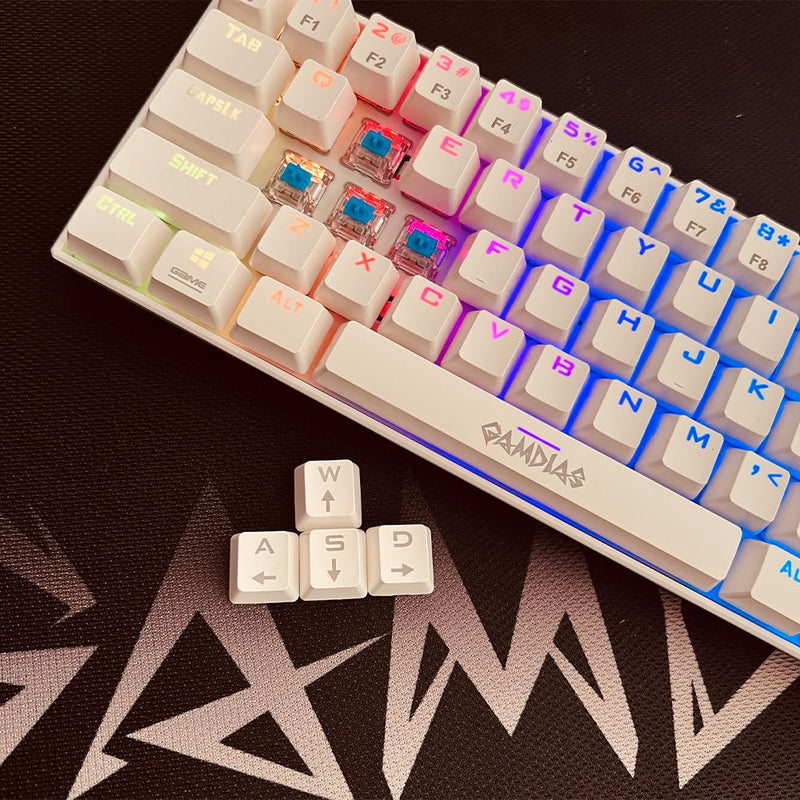 Gamdias Hermes E3 RGB Mechanical White Gaming Keyboard Blue Switch with 19 Built - in Lighting Effects Certified Optical Switches and N - Key Rollover & Anti - Ghosting Functionality - SWIFT PERIPHERALSHERMES-E3-WH-BLUE