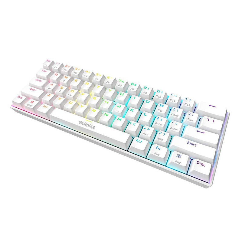 Gamdias Hermes E3 RGB Mechanical White Gaming Keyboard Blue Switch with 19 Built - in Lighting Effects Certified Optical Switches and N - Key Rollover & Anti - Ghosting Functionality - SWIFT PERIPHERALSHERMES-E3-WH-BLUE