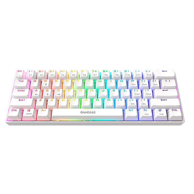 Gamdias Hermes E3 RGB Mechanical White Gaming Keyboard Blue Switch with 19 Built - in Lighting Effects Certified Optical Switches and N - Key Rollover & Anti - Ghosting Functionality - SWIFT PERIPHERALSHERMES-E3-WH-BLUE