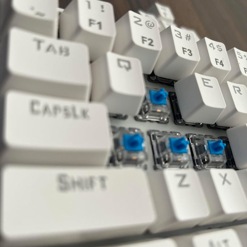 Gamdias Hermes E3 RGB Mechanical White Gaming Keyboard Blue Switch with 19 Built - in Lighting Effects Certified Optical Switches and N - Key Rollover & Anti - Ghosting Functionality - SWIFT PERIPHERALSHERMES-E3-WH-BLUE
