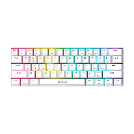 Gamdias Hermes E3 RGB Mechanical White Gaming Keyboard Blue Switch with 19 Built - in Lighting Effects Certified Optical Switches and N - Key Rollover & Anti - Ghosting Functionality - SWIFT PERIPHERALSHERMES-E3-WH-BLUE