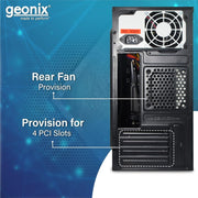 Geonix GX - 1712 Micro/Mini ATX Compatible Cabinet/Computer Case With 500W Pre Installed SMPS - SWIFT PERIPHERALSGX-1712