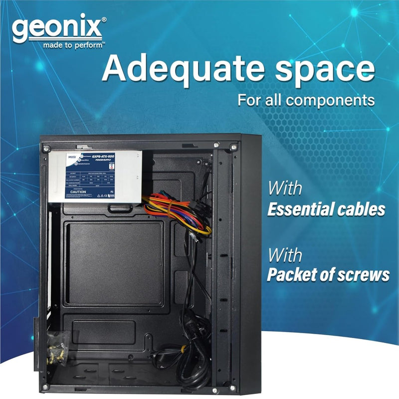 Geonix GX - 1712 Micro/Mini ATX Compatible Cabinet/Computer Case With 500W Pre Installed SMPS - SWIFT PERIPHERALSGX-1712