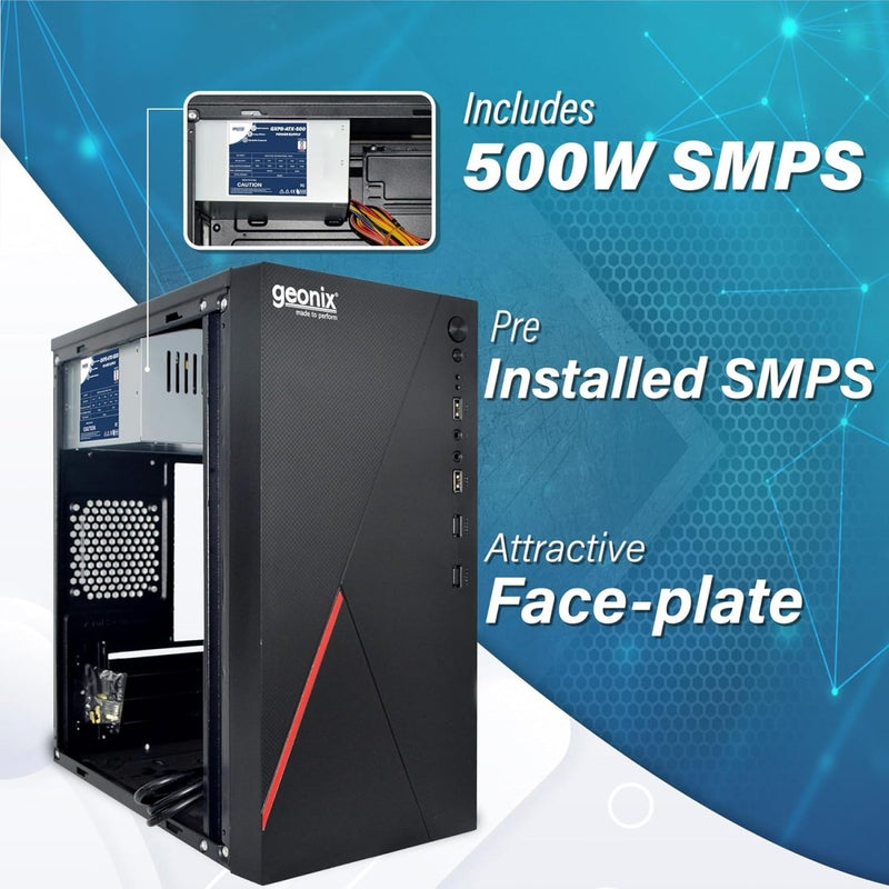 Geonix GX - 1712 Micro/Mini ATX Compatible Cabinet/Computer Case With 500W Pre Installed SMPS - SWIFT PERIPHERALSGX-1712
