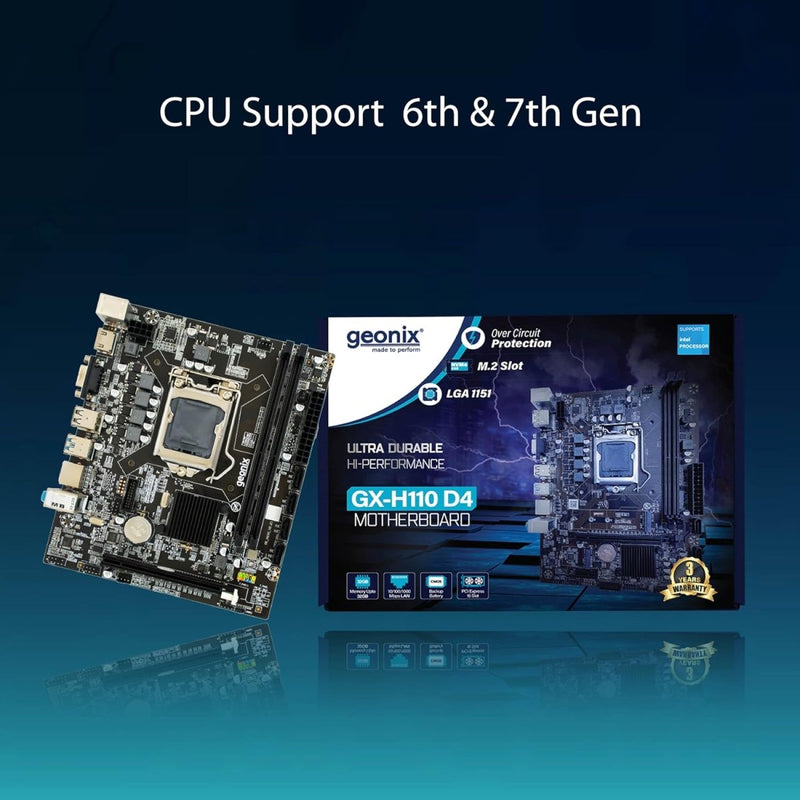 Geonix GX - H110 D4 LGA 1151 Socket DDR4 Motherboard with Inbuilt M.2 slot for intel 6th and 7th Gen CPU - SWIFT PERIPHERALSGX-H110