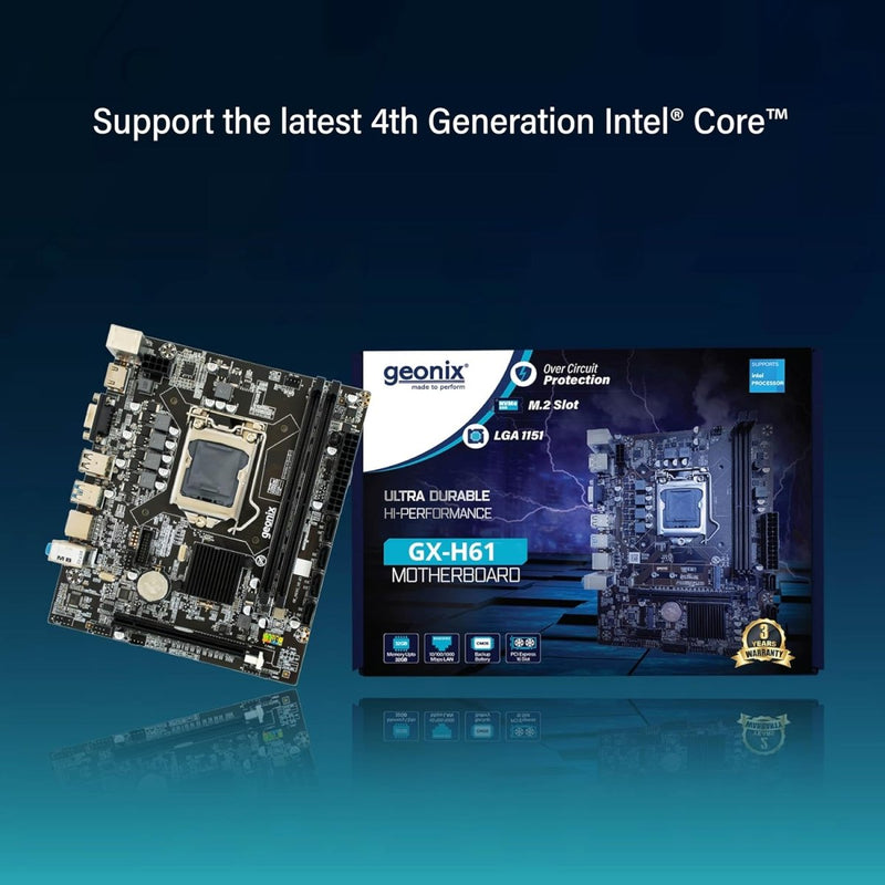 GEONIX Intel H61 Chipset LGA1155 Socket DDR3 Motherboard - SWIFT PERIPHERALSGX-H61