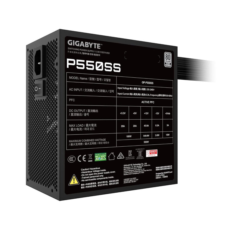 GIGABYTE 550W P550SS 80 PLUS SILVER ATX 3.0 SMPS (GP - P550SS) - SWIFT PERIPHERALS1093027