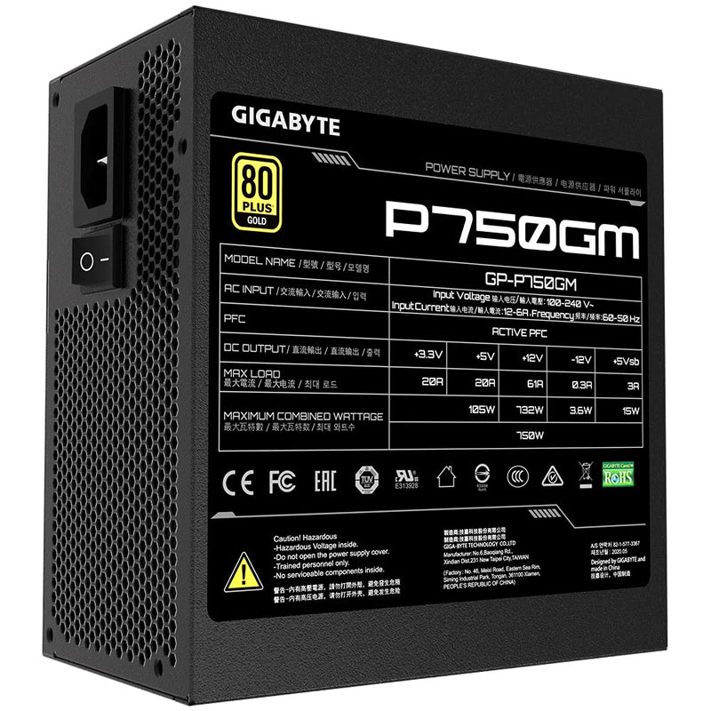 GIGABYTE 750W GP - P750GM 80 PLUS GOLD FULLY MODULAR SMPS - SWIFT PERIPHERALS102528