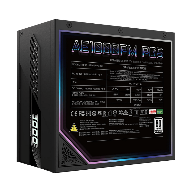 GIGABYTE AORUS ELITE P1000W 80+ PLATINUM MODULAR PCIE 5.0 (GP - AE1000PM PG5) - SWIFT PERIPHERALS1093087
