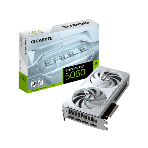 GIGABYTE GEFORCE RTX 5060 EAGLE OC ICE 8G GRAPHICS CARD, 8GB 128 - BIT GDDR7 - SWIFT PERIPHERALS1094096