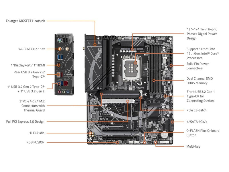 GIGABYTE Z790 EAGLE AX (WI - FI) DDR5 MOTHERBOARD - SWIFT PERIPHERALS1089505