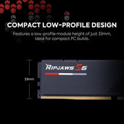 G.SKILL RIPJAWS S5 48GB (1 X 48GB) DDR5 5200 MHZ CL40 F5 - 5200J4040A48GX1 - RS5K - SWIFT PERIPHERALS1088901