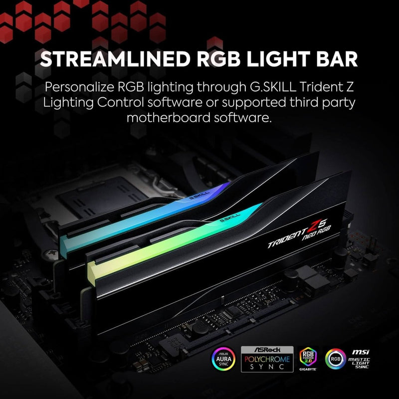 GSKILL TRIDENT Z5 NEO RGB SERIES DDR5 RAM 32GB CL28 (F5 - 6000J2836G16GX2 - TZ5NR) RAM - SWIFT PERIPHERALS1094507