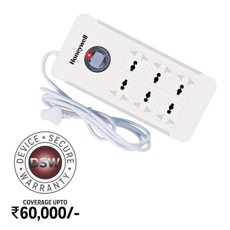 Honeywell Platinum Series 6 Output Surge Protector Extension Cable with Master Switch and LED Indicator - SWIFT PERIPHERALSHC000007-SRG-1.5M-WHT-6