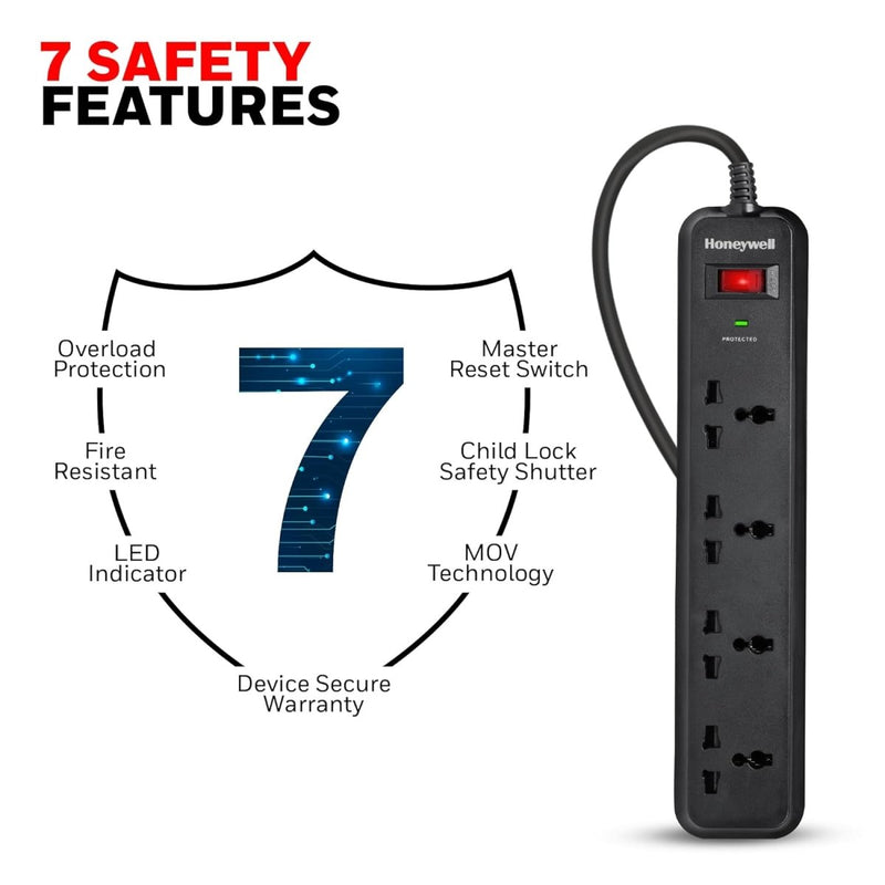 HONEYWELL SURGE PROTECTOR, 4 UNIVERSAL SOCKETS - SWIFT PERIPHERALS101858