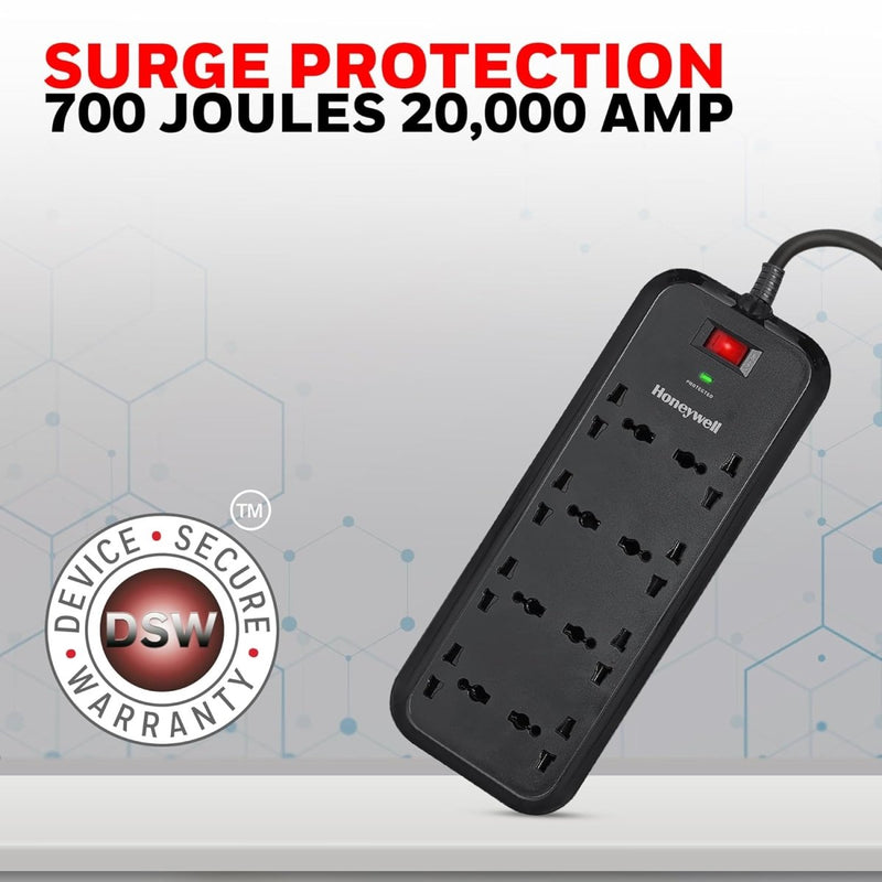 HONEYWELL SURGE PROTECTOR, 8 UNIVERSAL SOCKETS - SWIFT PERIPHERALS101859