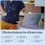 HP 14 AI LAPTOP, INTEL CORE ULTRA 7 155H, 12 TOPS, 16GB DDR5, 512GB SSD (WIN11, OFFICE21, SILVER, 1.4 KG) ANTI - GLARE FHD, 14 - INCH (35.6 CM) INTEL ARC GRAPHICS, FHD CAMERA W/SHUTTER, BACKLIT, GR1023TU - SWIFT PERIPHERALSHplaptop-0102