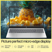 HP 15, AMD RYZEN 3 7320U, 8GB LPDDR5, 512GB SSD, ANTI - GLARE, MICRO - EDGE, 15.6 - INCH (39.6 CM), FHD, AMD RADEON GRAPHICS, 1080P HD CAMERA, (WIN 11, SILVER, 1.59 KG), FC0154AU - SWIFT PERIPHERALS1092515
