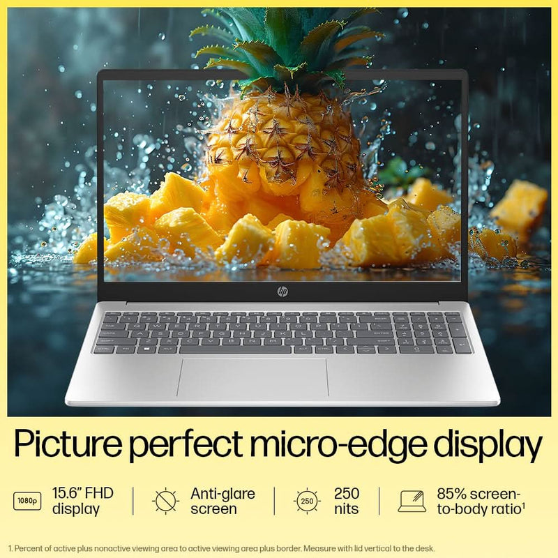HP 15, AMD RYZEN 3 7320U, 8GB LPDDR5, 512GB SSD, ANTI - GLARE, MICRO - EDGE, 15.6 - INCH (39.6 CM), FHD, AMD RADEON GRAPHICS, 1080P HD CAMERA, (WIN 11, SILVER, 1.59 KG), FC0154AU - SWIFT PERIPHERALS1092515