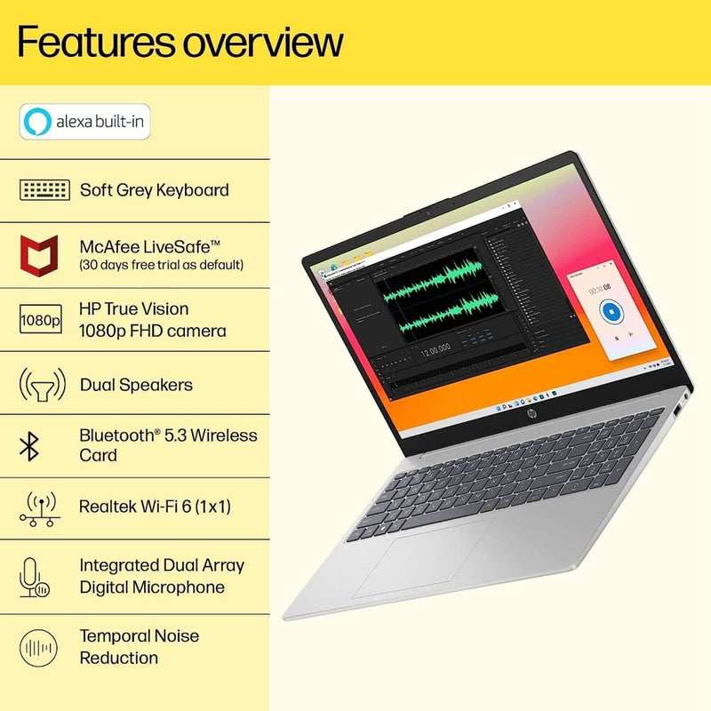 HP 15 - FD0006TU [CI3 - 1315U 13TH GEN/8GB DDR5/512GB SSD/WIN11 HOME+MSO/15.6 INCH/INTEGRATED GRAPHICS /1 YEAR(S)/SILVER] - SWIFT PERIPHERALS1085907