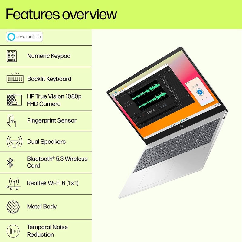 HP 15 - FD0012TU [CI5 - 1335U 13TH GEN/8GB DDR4/1TB SSD/WIN 11 HOME +MSO/15.6 INCH/INTEGRATED GRAPHICS /1 YEAR(S)/SILVER] - SWIFT PERIPHERALS1085025